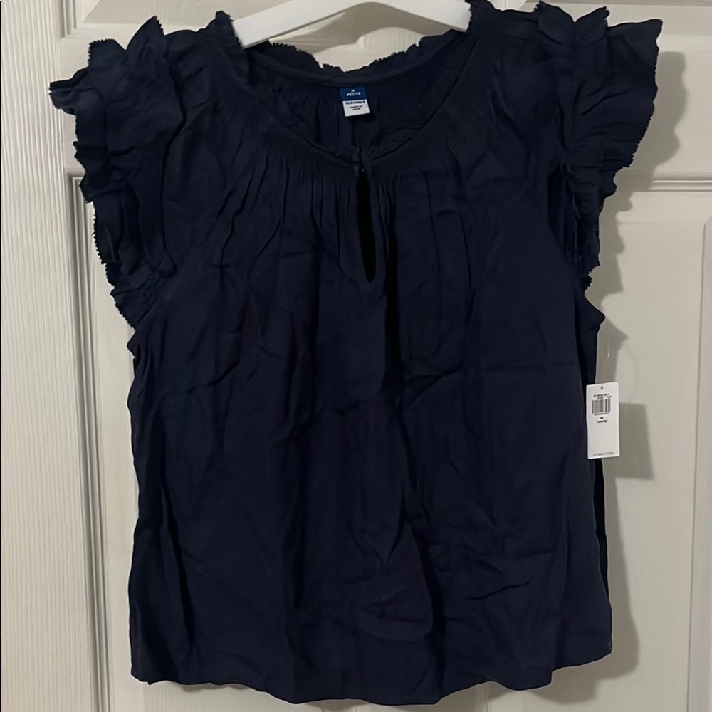 Old Navy blue Ruffled Cap Sleeve Blouse